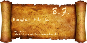 Bonyhai Fáta névjegykártya
